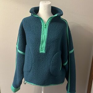 Women's Blue and  Green Fleece Sweater